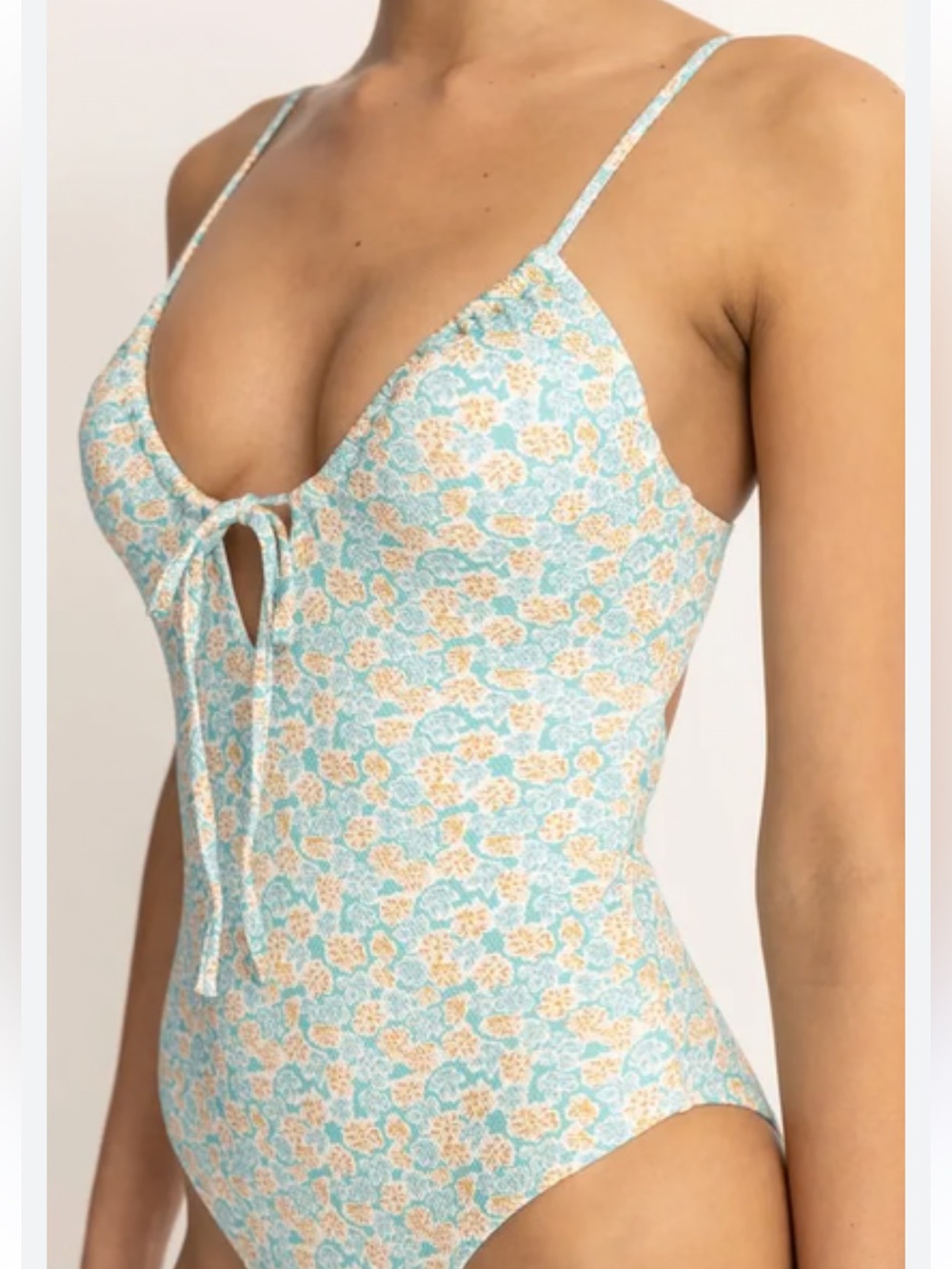 Rhythm Sunburst Floral Tie Front One Piece - Blue Floral